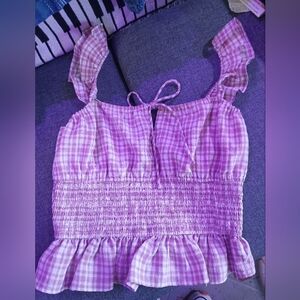 Pink Gingham Smocked Top